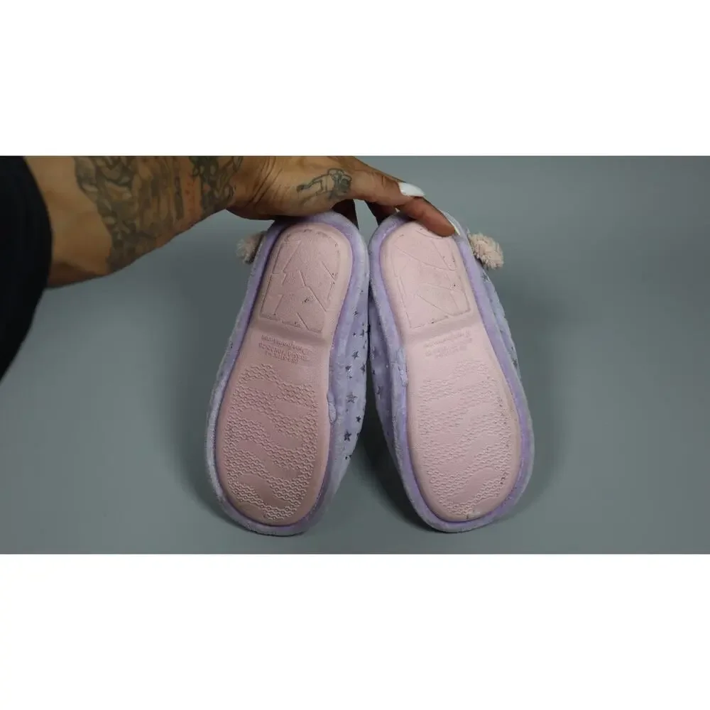 Dearfoams Kid Toddlers Whimsical Washable Slipper Purple Unicorn Size 4-5